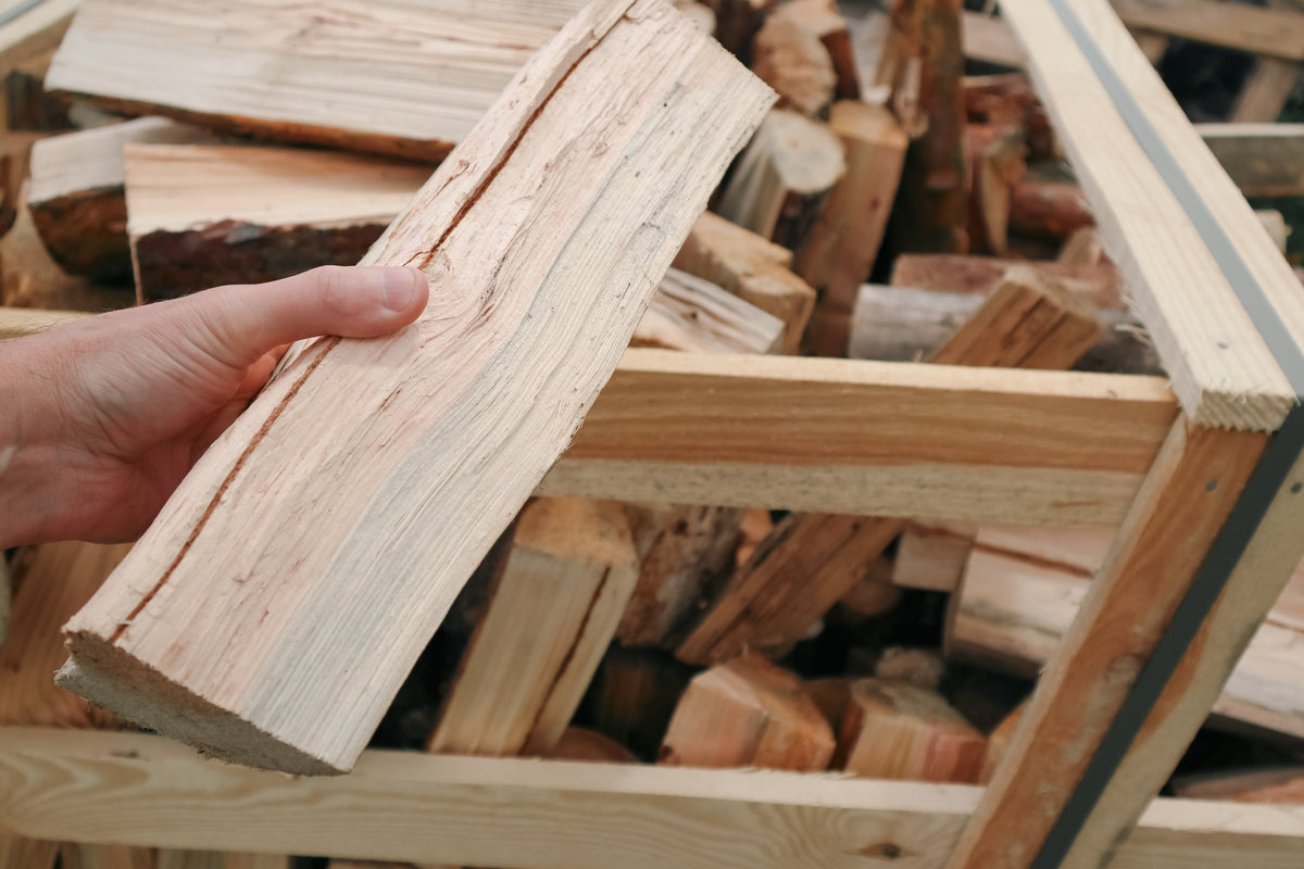 Split birch firewood logs